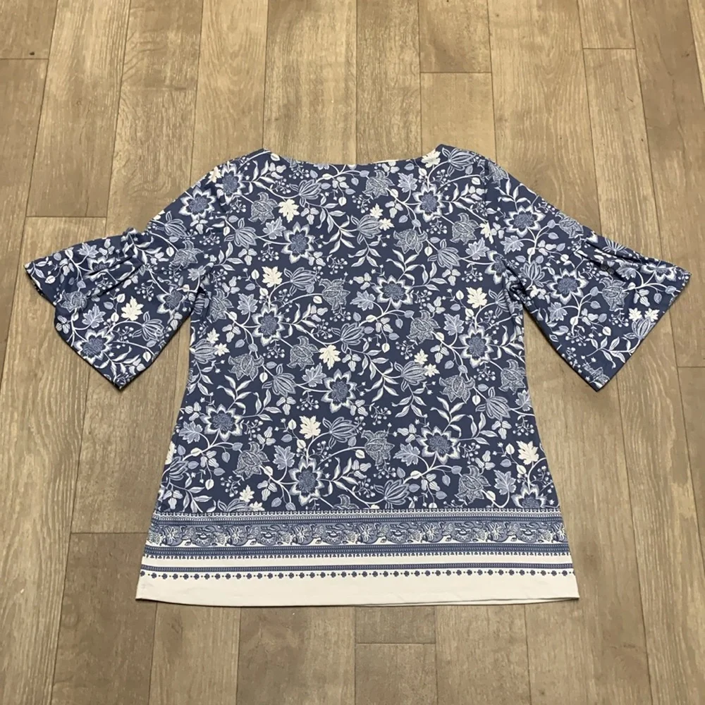 Womens NWT Charter Club Paisley Bell Short Sleeve Blouse Top Shirt - Picture 3 of 8